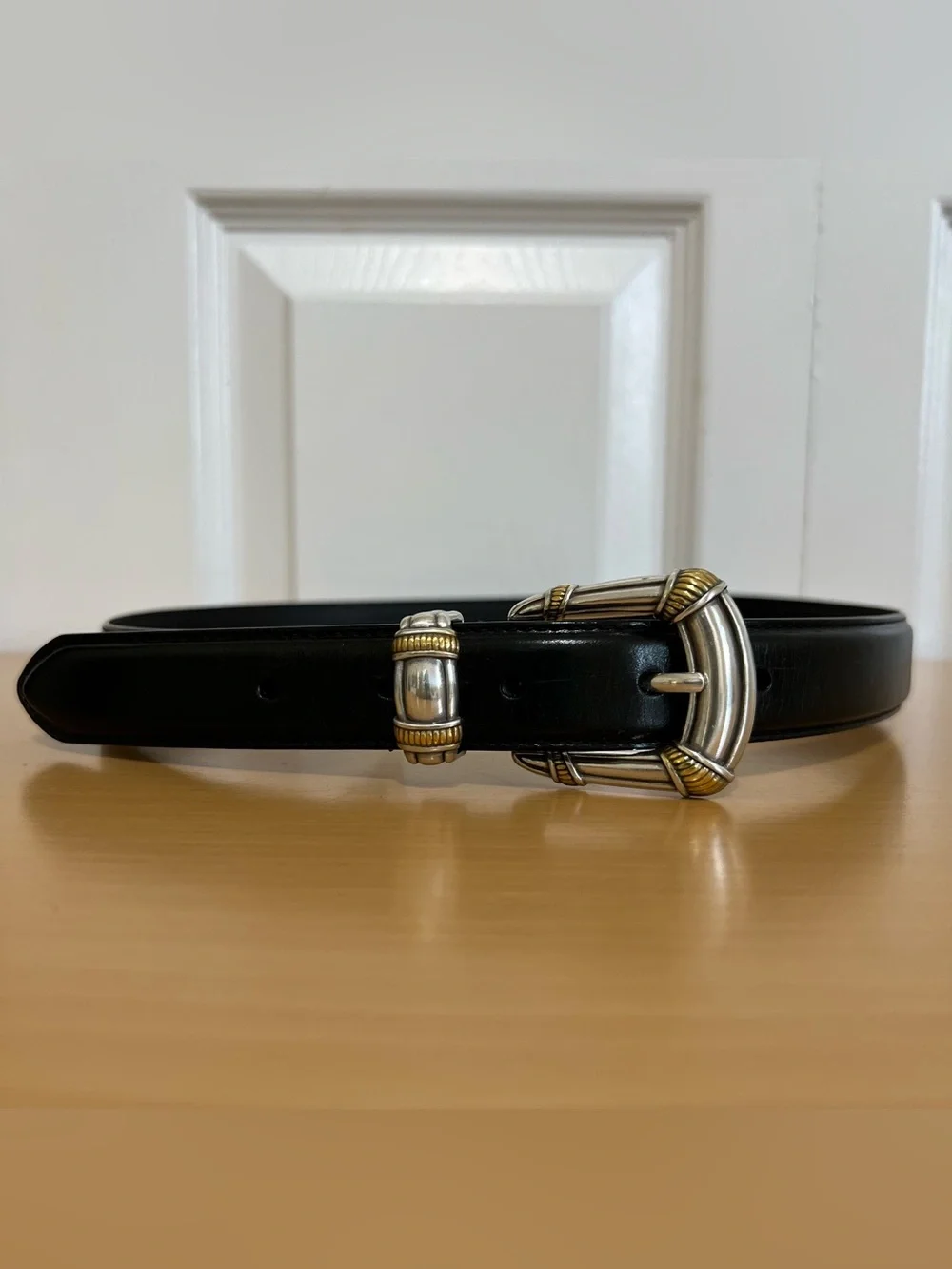 Fossil Women’s Black Leather Belt with Rope Buckle Size Small
